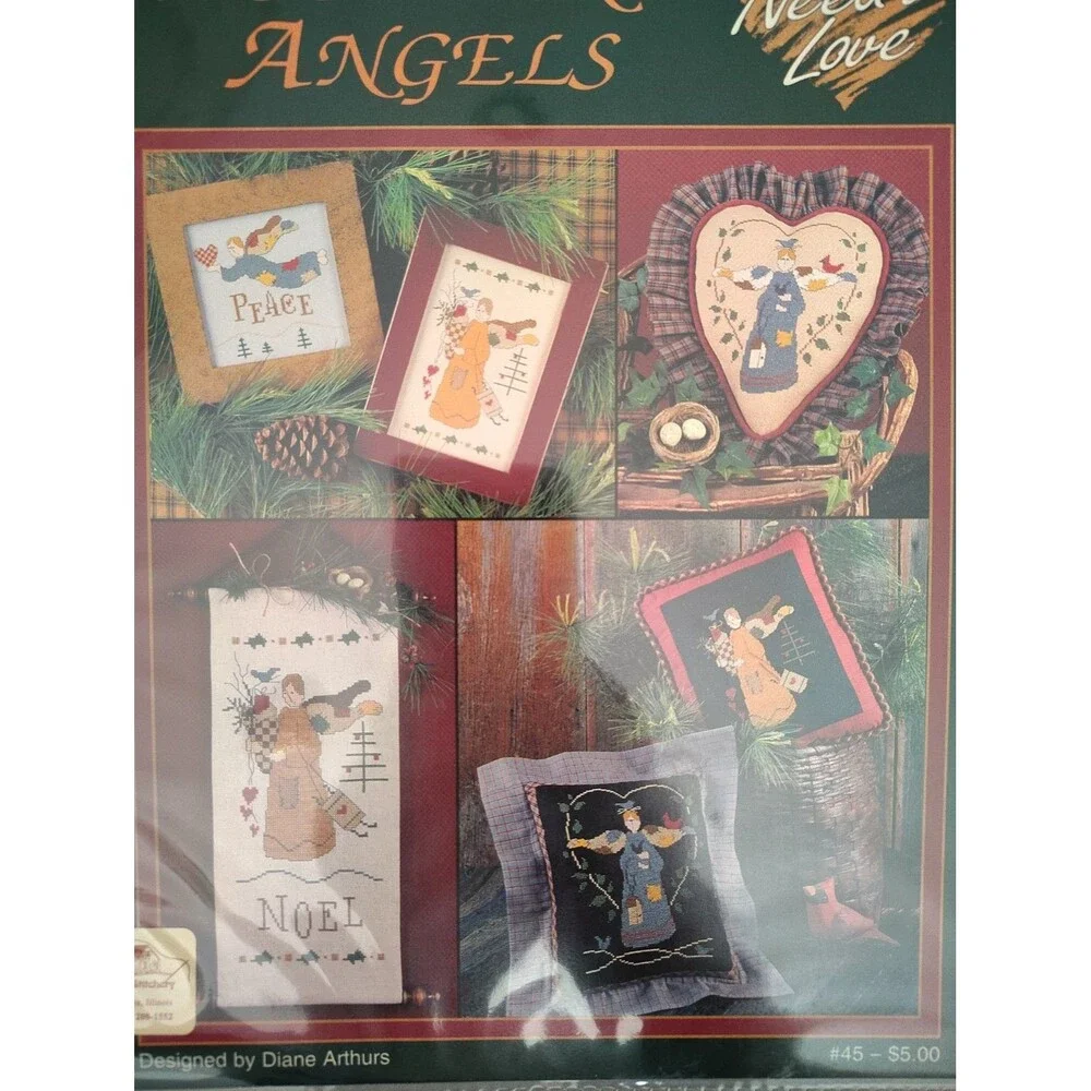 WOODLAND ANGELS Cross Stitch Pattern Need’l Love 45 Diane Arthurs Primitive Folk